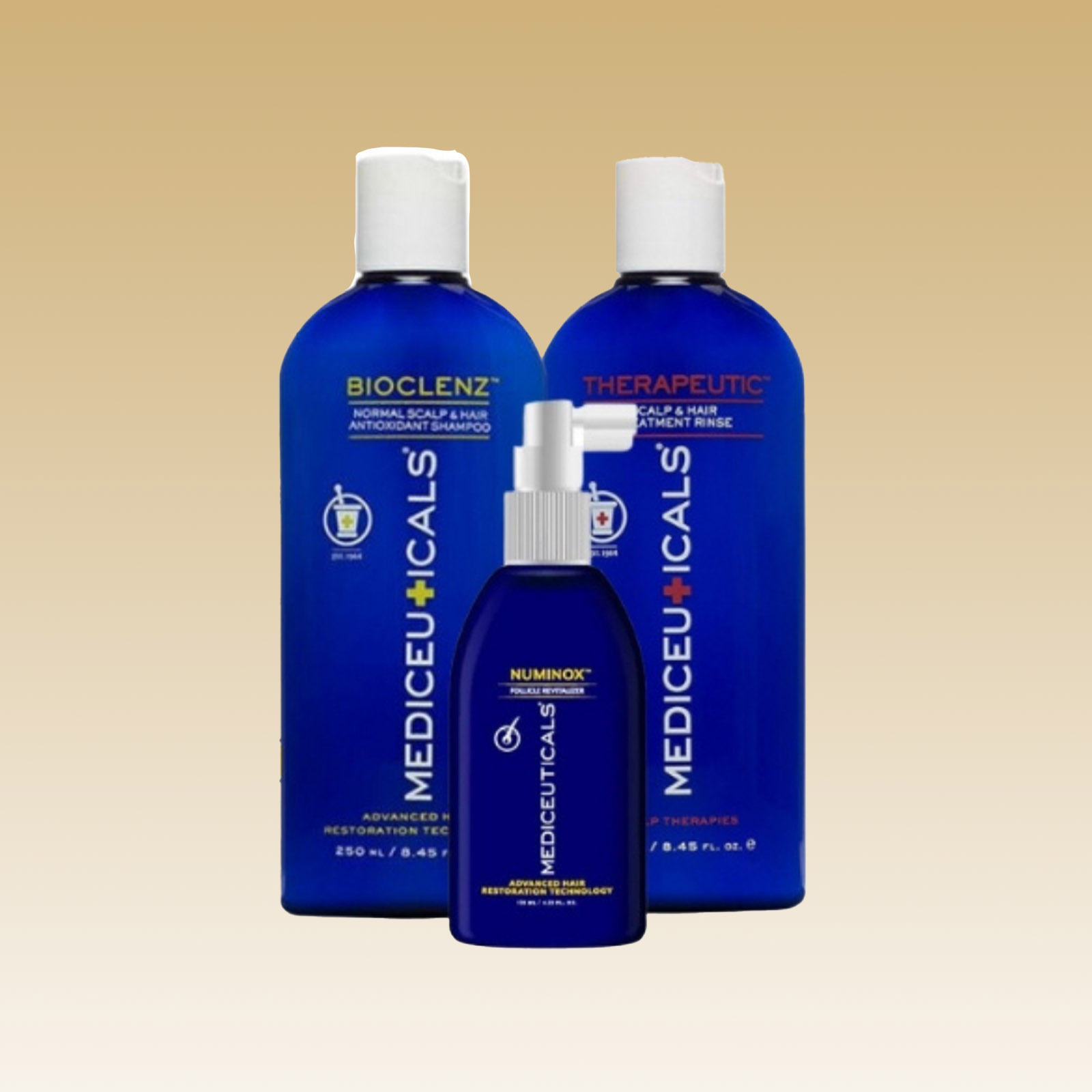MEDICEUTICALS Zestaw kosmetyków stymulujący porost włosów, cienkie włosy ( Bioclenz 250ml, Therapeutic 250ml, Numinox 125ml)